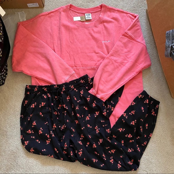 Vs pink varsity crew woven lightweight jogger lg - Picture 6 of 14